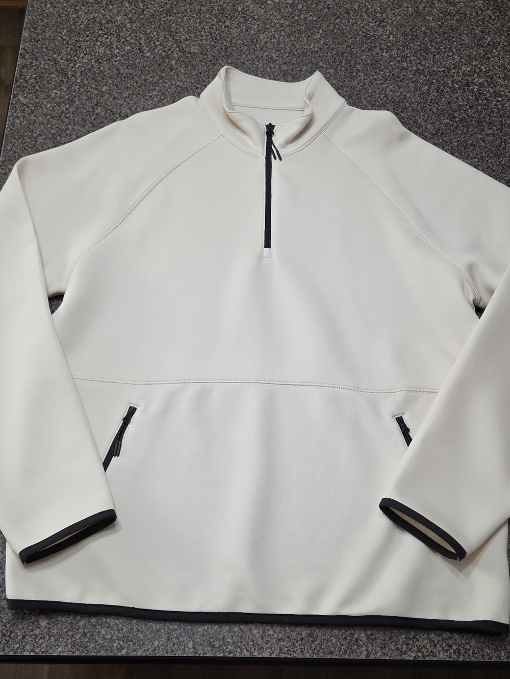 Sport-Tek Cream Half-Zip Performance Jacket with Black Trim
